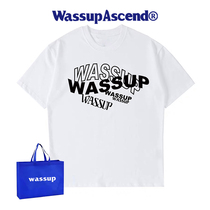 WASSUP ASCEND letter pure cotton short-sleeved T-shirt for men and women in summer American fashion brand printing round neck loose couple