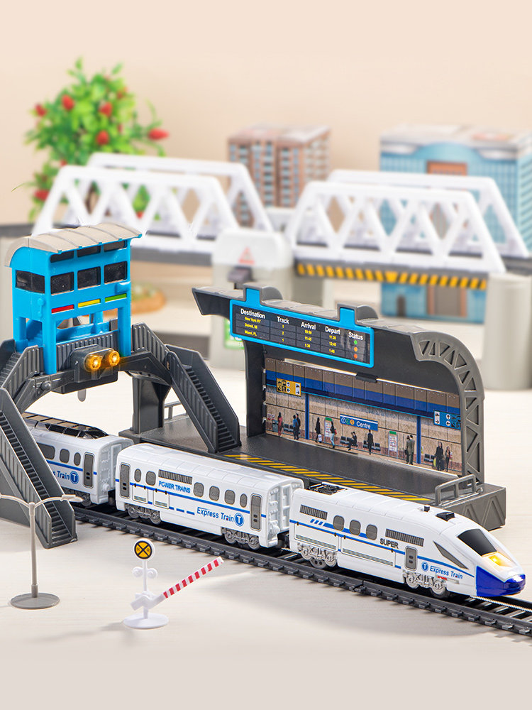 Children's Extra-Long Track Car Toy High-Speed Electric Train Model Harmony Express Train Boy's Birthday Gift