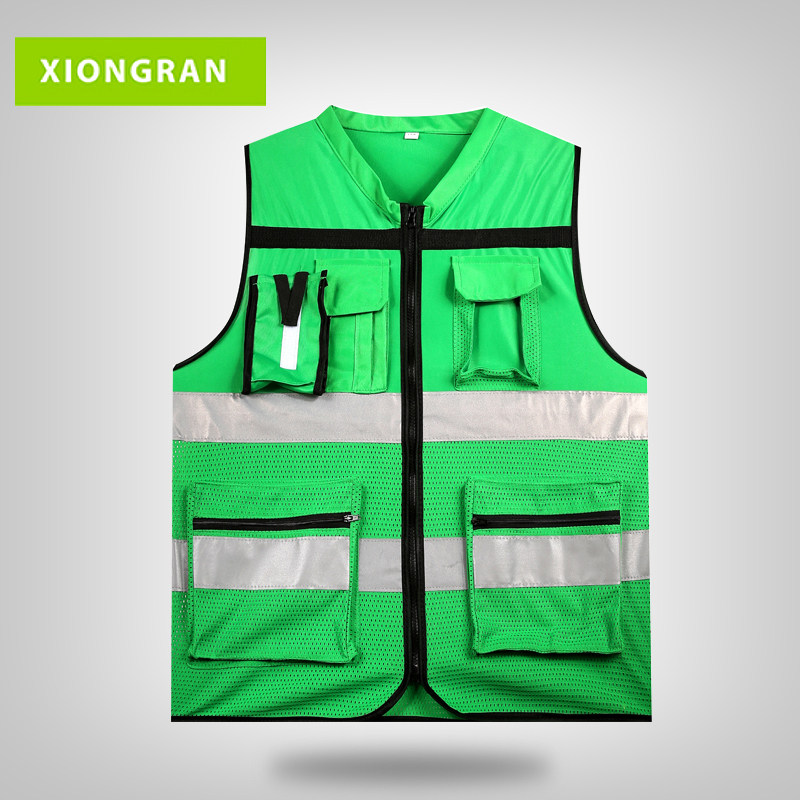 Xiongran Reflective Vest Garden Reflective Vest Management Reflective Clothing Breathable Reflective Clothes Multifunctional Safety Clothes