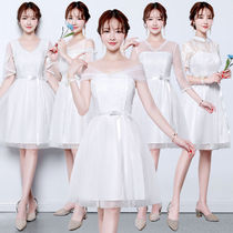Autumn and winter bridesmaid dress Korean sister group bridesmaid dress chorus short red thin bride toast dress