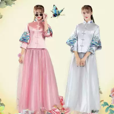 2021 autumn and winter New sister group bridesmaid dress Chinese long version dress chorus dress wedding satin
