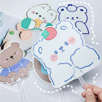 ins teen girl hearts cute little bear fan Summer cool girls children convenient hand shake fan plastic long handle fan