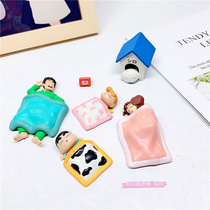 Family Little New Hand in Crayon Little New Neighborhood Sleep Blind Box Desktop Paparazzi Doll Car Pendulum