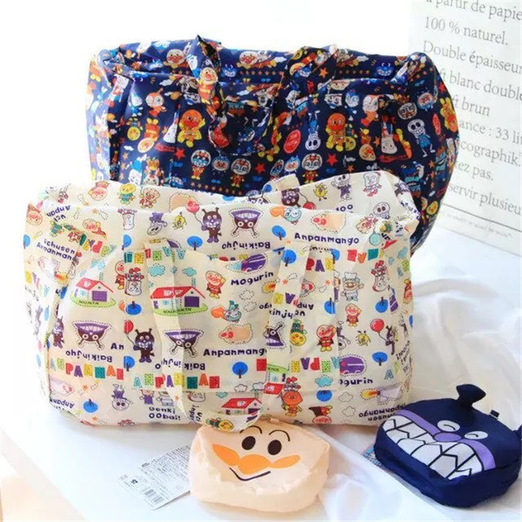 New Bread Superman Travel Bag Cartoon Large Capacity Bacteria Boy can fold travel bag light and thin hand eco-friendly bag