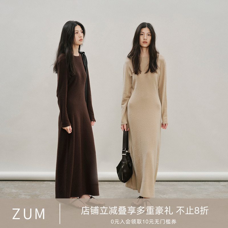 Zum | Round Neck Long Knitted Dress | 2026 New Autum Long-Sleeved Slim-Fitting Long Skirt Dress Zum | Round Neck Long Knitted Dress | 2026 New Autum Long-Sleeved Slim-Fitting Long Skirt Dress