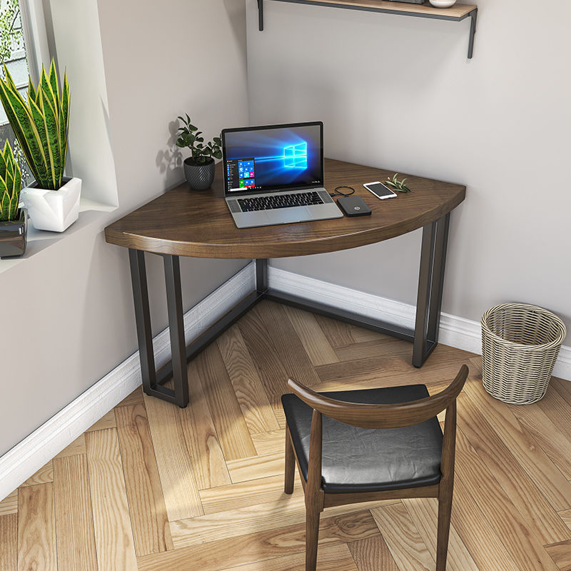 Solid Wood Computer Desk, Corner Desk, Triangular Desk, Simple Small Apartment Home Use, Fan-Shaped Corner Table