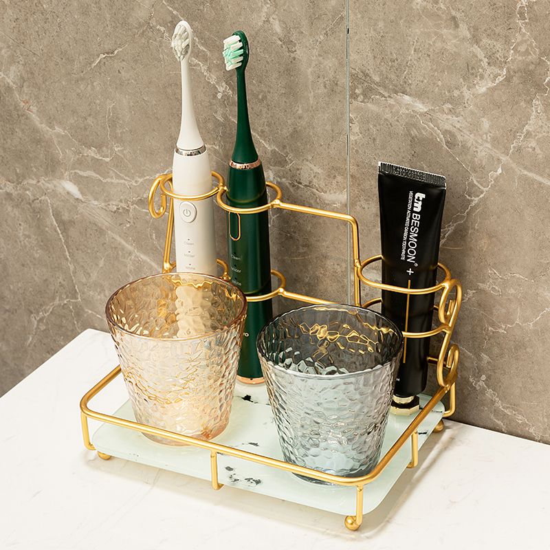 Light and luxurious mouthwatering cup Tooth Cup Suit Toothbrushing Vat Combined Shelve Couple Family with a cleaning minimalist glass-cup