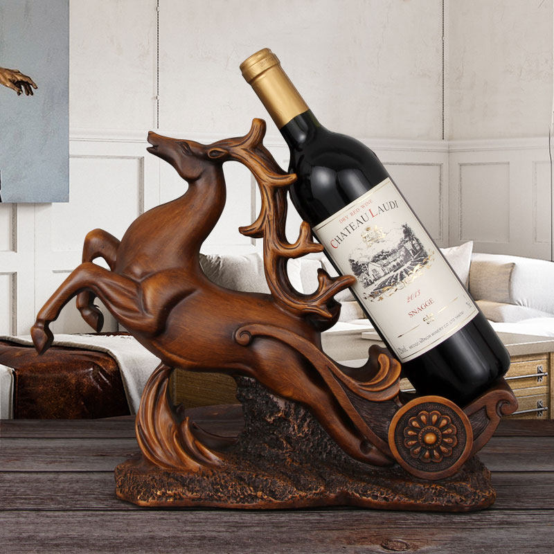 Simple Nordic red wine rack porch wine cabinet decoration ornaments sika deer wine bottle rack bar counter decoration