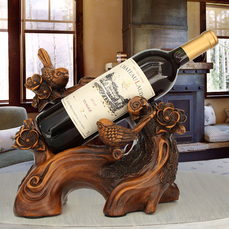 Red wine rack decoration living room wine cabinet wine rack personality creative lovesickness bird magpie wine holder wine bottle storage and finishing