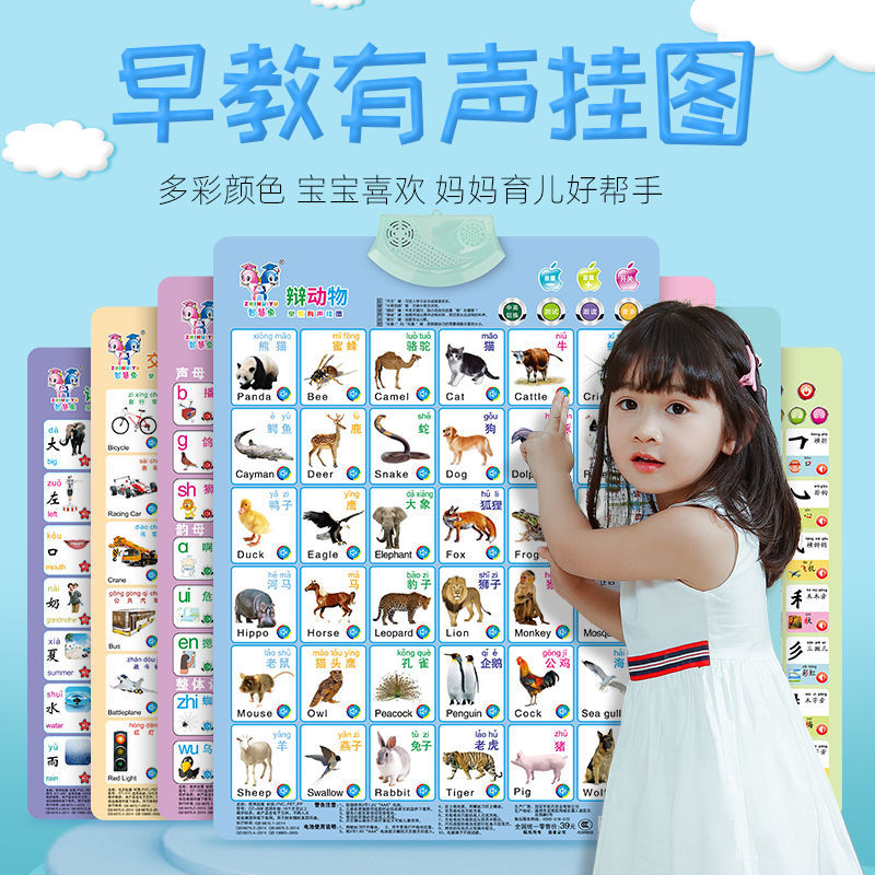 Baby sound wall chart baby child voice early education literacy pinyin alphabet chart wall sticker Learning artifact educational toy