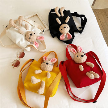 Hong kong style children's doll korean style canvas versatile handbag