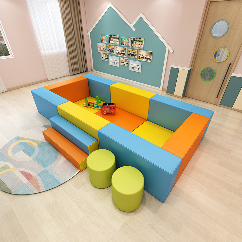 Kindergarten early education center commercial training institution activity rest waiting area protective fence long soft bag low stool