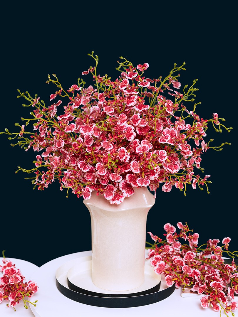 High-quality hand feeling dancing orchid artificial flower simulation flower display file creative simple side display flower silk flower decoration flower art decoration