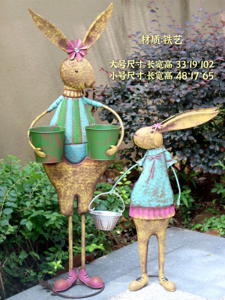 Garden large piece landing courtyard kindergarten lawn atmospheric upscale balcony iron pot rabbit outdoor decoration