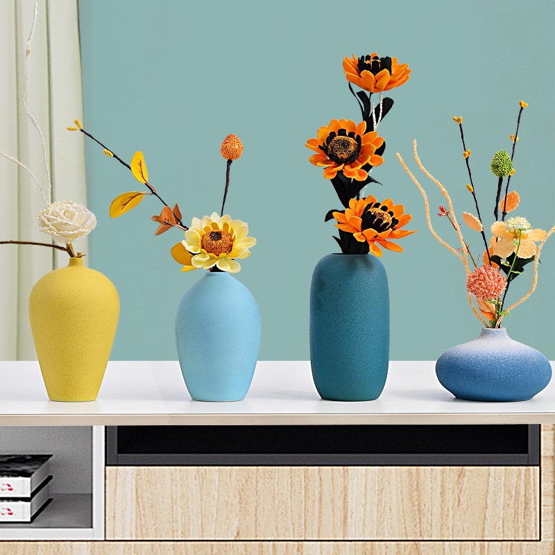 Vase in wind ceramic small furniture Living room meal simple atmospheric flower dry flower home Northern Europe light luxury decoration