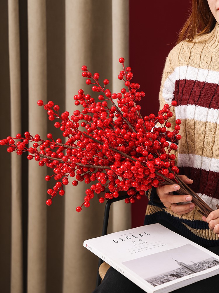 Red Favorite Simulation Flower Blossom Vase Garment Flower Mitigation Air Home Decoration Vase Fittings