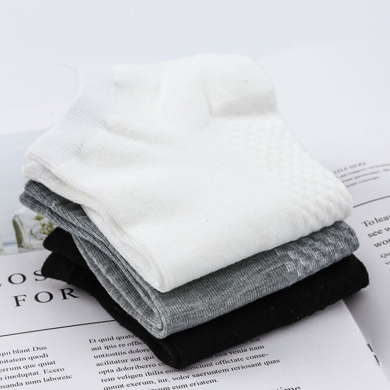 Korean Version Socks Male Short Socks Light Mouth Black White Summer Absorb Sweat short cylinder pure color Deodorant Low Waist Socks Bamboo Cotton Invisible Socks