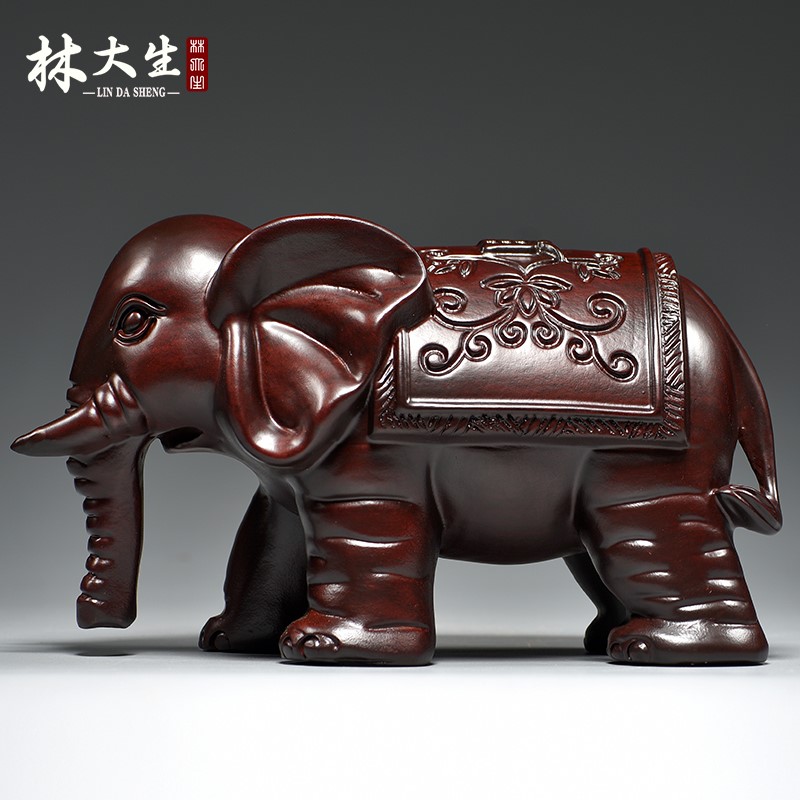 Black Sandalwood Carvings of Absorbent Elephants A Pair Of Solid Wood Pendulum Pieces Upscale Creative TV Cabinet Decorate Crafts Giver Gifts 
