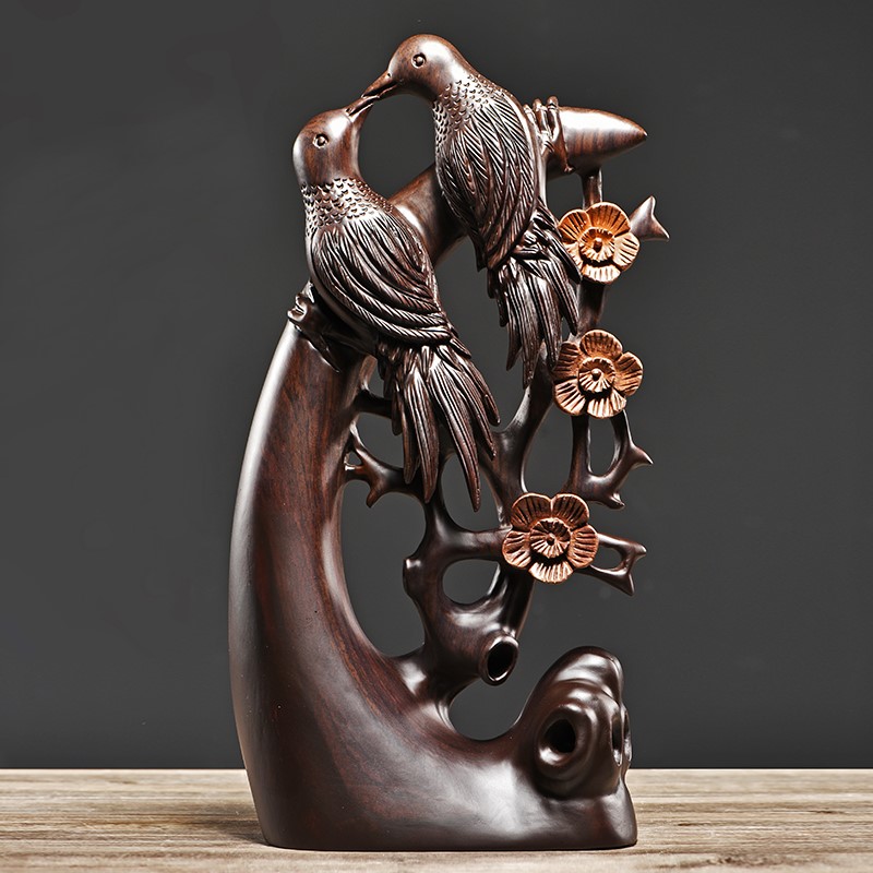 Black Sandalwood Solid Wood Root Sculptures With Happy Eyebrows Swing Pieces Minimalist Atmosphere Soft-mounted Furnishing Double Joy Linen Doorsy Gift-giving Gifts 