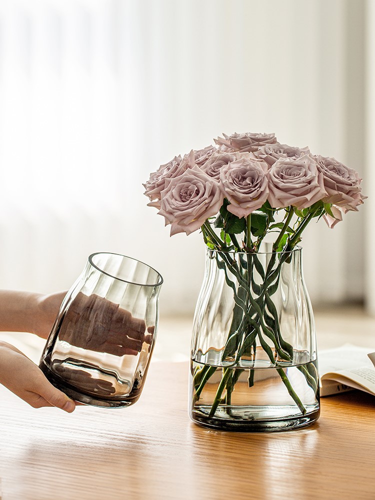 Superior Sense Light Vase Fittings Living Room Flowers Simple Atmosphere Set Flower Dry Transparent Glass Bottle High-end