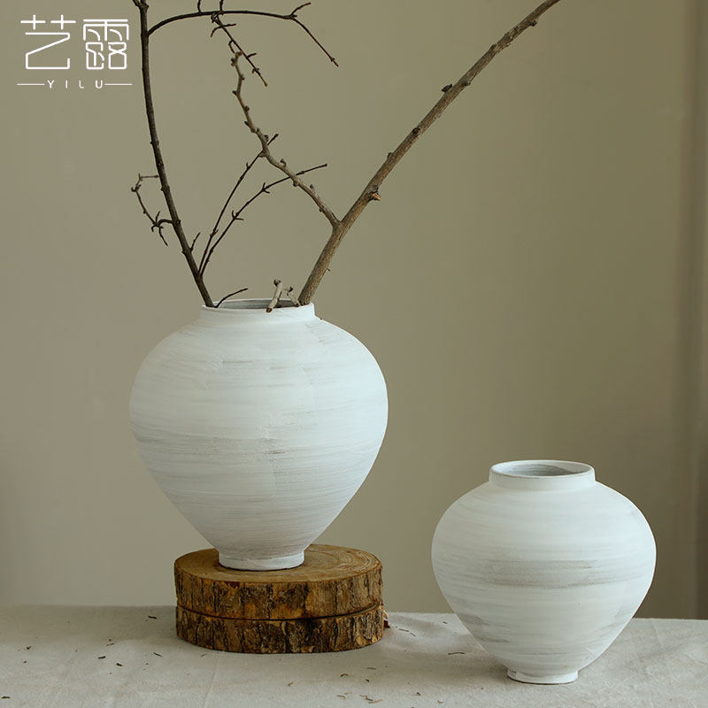 Retro Rough Modern Simple Flower Set Ceramic Advanced Simple Atmospheric Bottle White Hall Wind Homestay Decoration