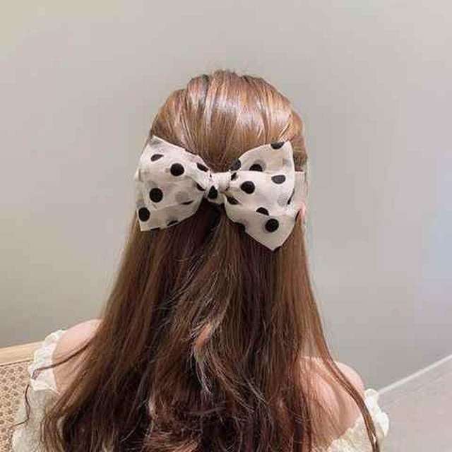 Polka-dot big bow hairpin hair accessories hair rope large intestine hair ring summer hair rope head flower jewelry Korean hair accessories rubber band