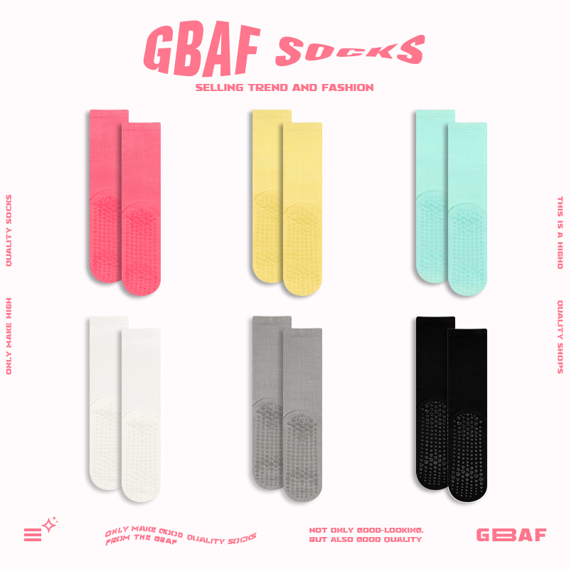 “Gbaf” Solid Color Yoga Socks Professional Non-Slip Pilates Long Socks Fitness Sports Women's Mid-Calf Socks