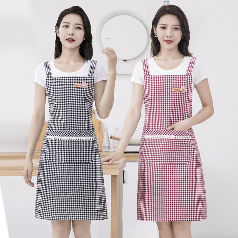 Pure Cotton Household Apron for Women, Fresh Style, Breathable for Kitchen Cooking, Summer Suspenders, Fashionable Apron, Cotton Smock, Work Clothes