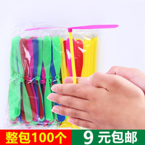 Bamboo Dragonfly Toys Luminous Flying Sky Free Mail Flight Players Hand Push UFO Frisbee Children Nostalgic Toy Prizes