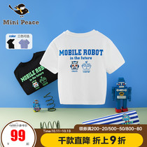 minipeace Taiping Bird childrens clothing boys summer short sleeve multi color cartoon robot T-shirt top fashion Oli