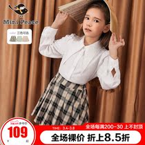 minipeace PEACEBIRD childrens autumn new girl JK pleated short skirt foreign check princess skirt Ole