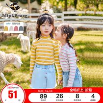 minipeace PEACEBIRD kids kids girls undershirt autumn baby long sleeves T-shirt stripe Korean version $Ole