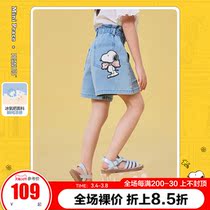 (Snoopy) minipeace girls denim shorts summer wear new foreign air ice oxygen bar Ole