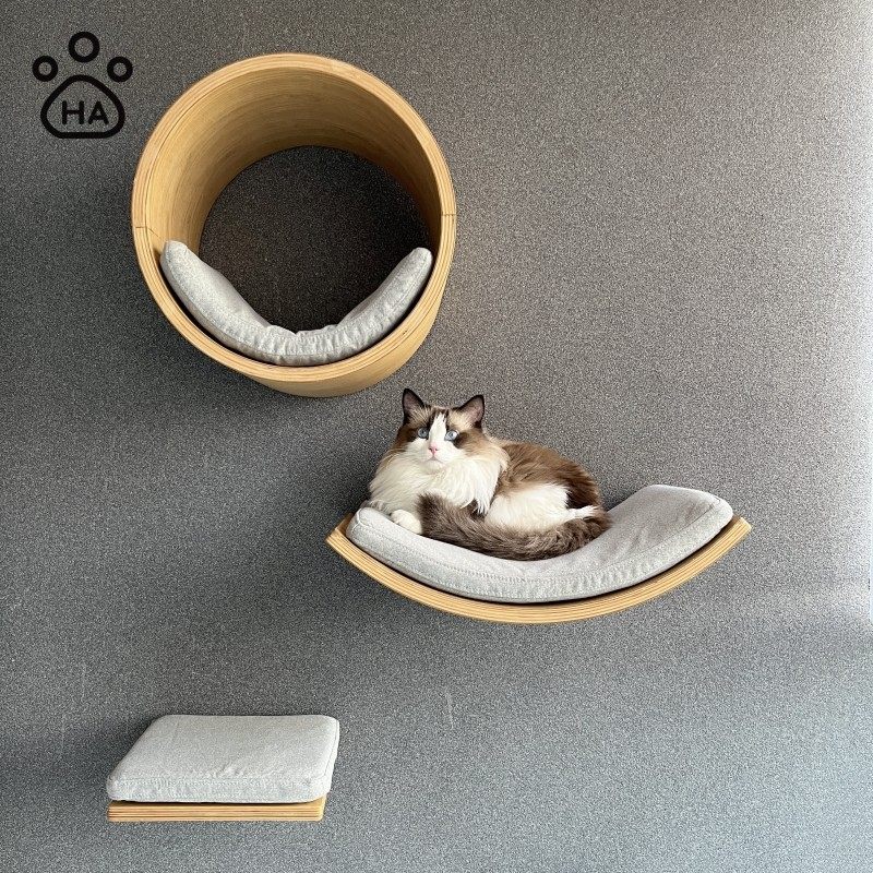 HomeAire cat climbing frame wall-type solid wood cat jumping platform climbing column does not occupy a cat's nest integrated cat scratching board cat toy