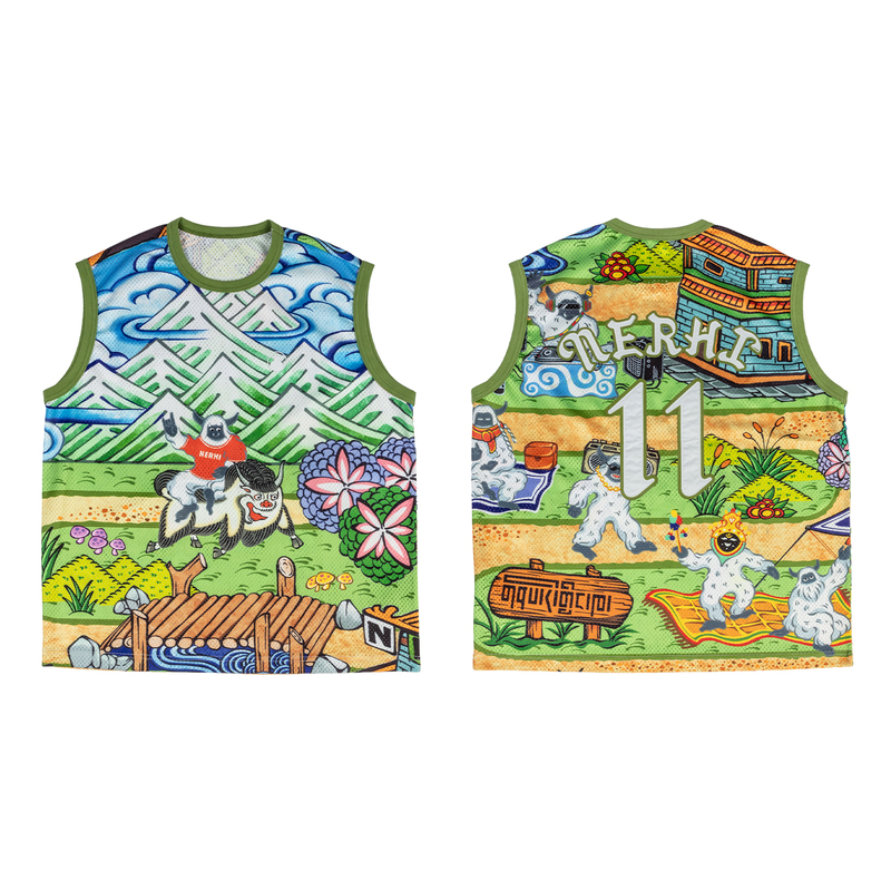 Shengshan Linca Original Limited Edition 11Th Anniversary All-Over Print Tank Top Summer Sports Breathable Mesh Sleeveless Vest Top