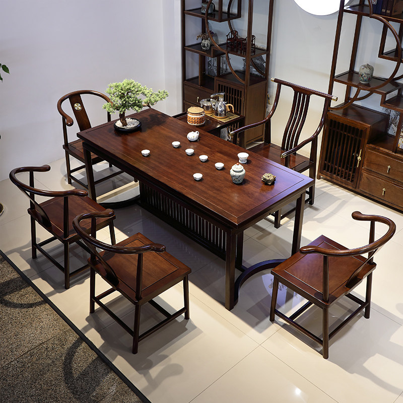New Chinese style mahogany dry brewing table tea table tea set set one solid wood coffee table office high-end rosewood tea table