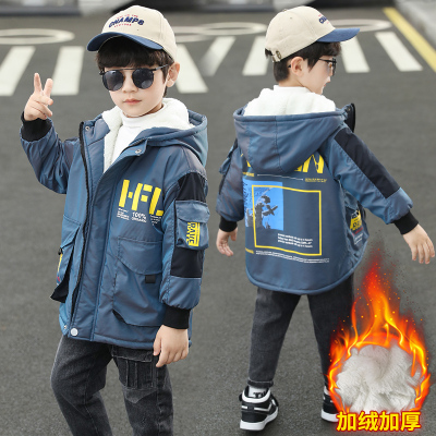 男童风衣外套儿童秋冬季棉袄男孩夹克上衣