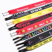 Sweatshirt hat flat rope wide draw rope silk with woven clothes rope band Decorative Letters Imprint Black Rope Diy