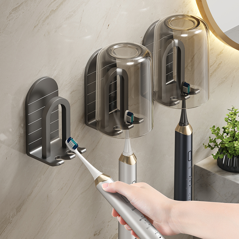 Toothbrush rack free of punch mouthwash cup hanging wall style toothbrushing cup dental cylinder wall-mounted light lavish electric toothbrush rack-Taobao