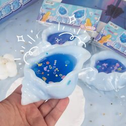 2-Pack Creative Blue Conch Squishy Stress Relief Fluid Simulation Ocean Shell Toy Fun Children's Gift