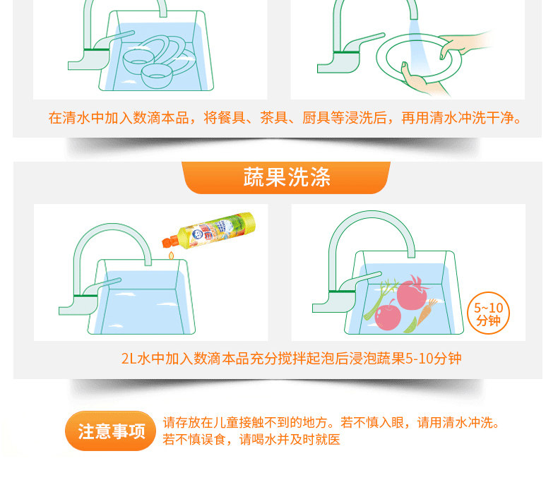 白猫洗洁精 500g*2瓶装 图10