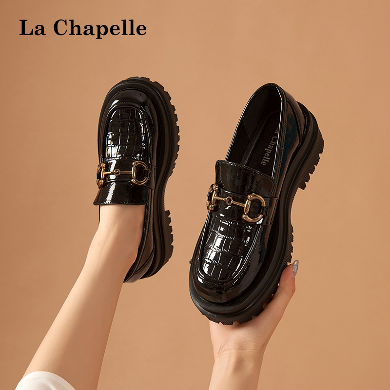 Lasciabel Thick Bottom Lefu Shoes Woman Lacquer Leather Yinglun Wind Leather Shoes Spring Summer 2022 New Jk Pine Pastry Single Shoes