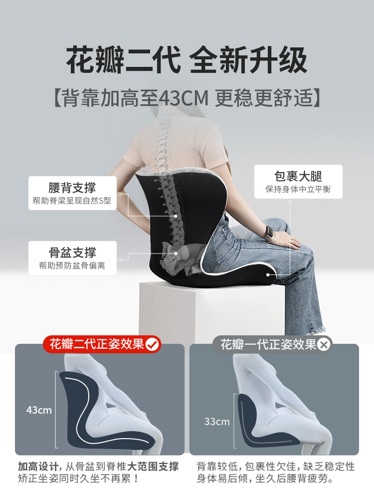 Petal-Shaped Cushion for Lumbar Support, Backrest, and Neck Support, Ergonomic Seat for Long Hours of Sitting in the Office