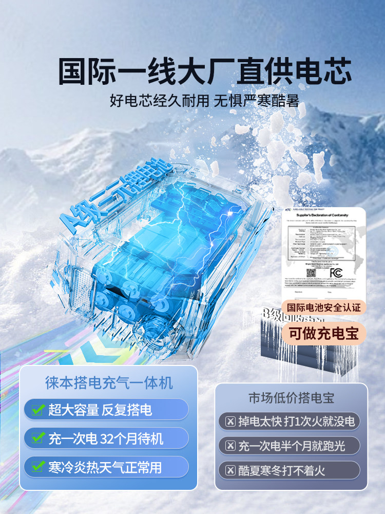 Car Emergency Jump Starter with Built-In Air Pump 12V Battery Emergency Power Supply Ignition Device