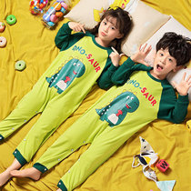  Childrens one-piece pajamas spring and autumn pure cotton anti-cold three-year-old children cartoon animation anti-kick men and women 5-year-old winter