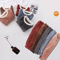  Childrens pajamas Autumn and winter warm flannel 2020 winter pants suit plus velvet boys baby tops Girls clothes