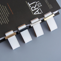 Thickened leather handle pure copper head Nordic cabinet wardrobe bedside cabinet drawer cabinet anti-collision leather door handle