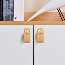 First layer cowhide light luxury wardrobe shoes cabinet Nordic cabinet door leather handle cabinet drawer leather leather leather handle