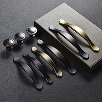 American new Chinese style modern minimalist wardrobe black handle round single hole cabinet door bookcase drawer cabinet handle