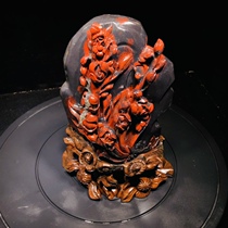 Guilin Chicken Blood Jade Exquisite Dahongpao Carving with Blossoms and Blooming Wealth